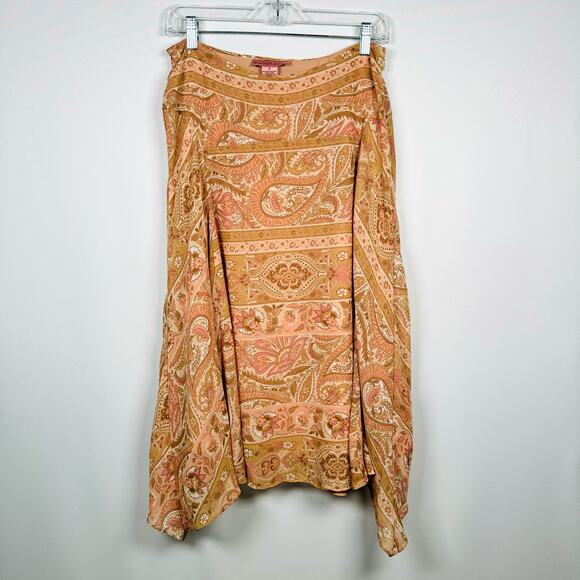 Bandolino Women's Skirts Asymmetrical Paisley Floral Pink Peach Size 8 - Picture 1 of 5